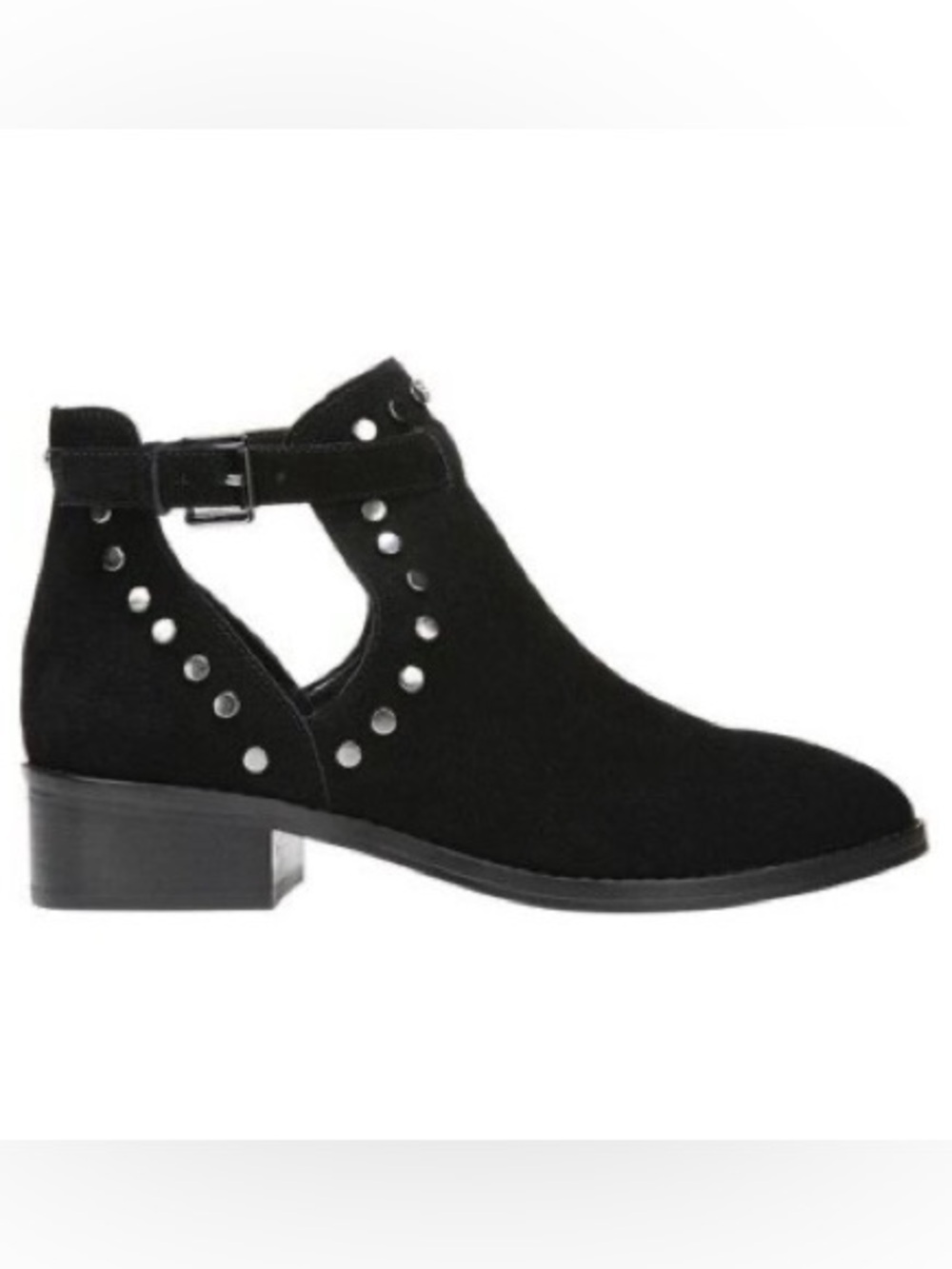 Carlos Santana Blake Black Suede Booties Ankle Boots Cut Out Studded Size 8